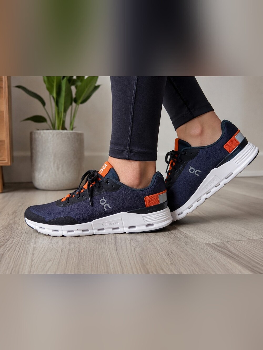 On Running Cloudnova Sneakers Women's Size 6 Navy Orange CloudTec Athletic Shoes
